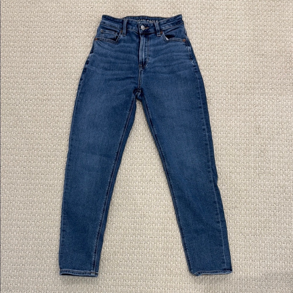 American Eagle Outfitters Blue High Rise Mom Jeans Timeless Fit